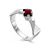 Futuristic Silver Ring With Garnet, Ring Size: 6 / 16.5, image 