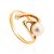 Twisted Golden Ring With Pearl And White Crystal, Ring Size: 7 / 17.5, image 