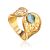 Bold Gold Plated Ring With Blue Crystal, Ring Size: 6.5 / 17, image 