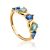 Gold Plated Ring With Blue Crystals, Ring Size: 6.5 / 17, image 