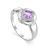 Voluptuous Silver Ring With Amethyst And Crystals, Ring Size: 7 / 17.5, image 