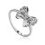 Filigree Silver Bow Ring With Crystals, Ring Size: 6.5 / 17, image 