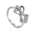 Silver Bow Ring With Crystals, Ring Size: 6.5 / 17, image 