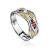 Silver Ring With Two Toned Crystals, Ring Size: 6 / 16.5, image 