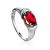 Laconic Silver Ring With Garnet, Ring Size: 6.5 / 17, image 