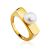 Adorable Gold Plated Ring With Pearl, Ring Size: 6 / 16.5, image 