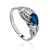 Filigree Silver Ring With Blue And White Crystals, Ring Size: 4 / 15, image 