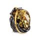 Adjustable Green Amber Cocktail Ring In Gold-Plated Silver The Sirena, Ring Size: Adjustable, image 