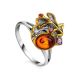 Bold Muticolor Gold-Plated Ring With Amber And Crystals The Beatrice, Ring Size: 5.5 / 16, image 