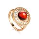 Cocktail Amber Ring In Gold-Plated Silver The Helios, Ring Size: 13 / 22, image 