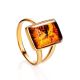 Gold-Plated Ring With Cognac Amber The Copenhagen, Ring Size: 6 / 16.5, image 