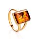 Gold-Plated Ring With Cognac Amber The Copenhagen, Ring Size: 11 / 20.5, image 