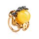 Adorable Gold-Plated Ring With Butterscotch Amber The Vasilisa​, Ring Size: 13 / 22, image 