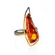 Handcrafted Gold-Plated Silver Ring With Cognac Amber The Palladio, Ring Size: Adjustable, image 