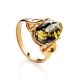 Green Amber Ring In Gold-Plated Silver The Prussia, Ring Size: 6 / 16.5, image 