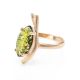 Стильное кольцо из золота 585 пробы с натуральным янтарём «Ирис» 17, Ring Size: 6.5 / 17, image , picture 3