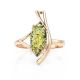 Стильное кольцо из золота 585 пробы с натуральным янтарём «Ирис» 17, Ring Size: 6.5 / 17, image , picture 2