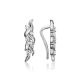 Refined Silver Climber Earrings With Crystals, image 