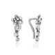 Silver Floral Climber Earrings With Crystals, image 