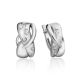 Silver Earrings With White Crystals, image 