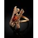 Amber Ring In Gold With Champagne Crystals The Raphael, Ring Size: 6.5 / 17, image , picture 2