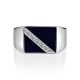 Geometric Unisex Silver Signet Ring With Enamel And Diamonds The Heritage, Ring Size: 9 / 19, image , picture 3