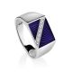 Geometric Unisex Silver Signet Ring With Enamel And Diamonds The Heritage, Ring Size: 9 / 19, image 