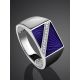 Geometric Unisex Silver Signet Ring With Enamel And Diamonds The Heritage, Ring Size: 9 / 19, image , picture 2