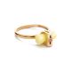Golden Amber Ring With Cylindrical Cut Amber And Crystal The Scandinavia, Ring Size: 8 / 18, image , picture 3