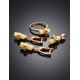 Golden Amber Ring With Cylindrical Cut Amber And Crystal The Scandinavia, Ring Size: 8 / 18, image , picture 5