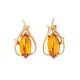 Floral Earrings With Cognac Amber The Tulip, image 