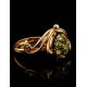 Golden Ring With Green Amber The Swan, Ring Size: 6.5 / 17, image , picture 2