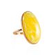 Amazing Golden Ring With Cloudy Amber, Ring Size: 6.5 / 17, image 