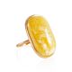 Amazing Golden Ring With Honey Amber, Ring Size: 6 / 16.5, image 