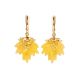 Botanical Style Golden Earrings With Natural Amber The Canada, image 