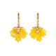 Botanical Style Golden Earrings With Natural Amber The Canada, image 