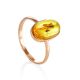 Chic Gold Amber Ring With Inclusion The Clio, Ring Size: 6.5 / 17, image 