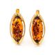 Chic Golden Earrings With Cognac Amber The Ballade, image 