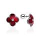 Red Enamel Floral Studs With Diamonds The Heritage, image 