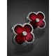 Red Enamel Floral Studs With Diamonds The Heritage, image , picture 2