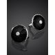 Black Enamel Round Earrings With Diamonds The Heritage, image , picture 2