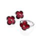 Red Enamel Floral Studs With Diamonds The Heritage, image , picture 3