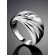 Glossy Silver Band Ring With Crystals, Ring Size: 8.5 / 18.5, image , picture 2