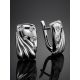 Glossy Silver Earrings With Crystals, image , picture 2
