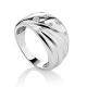 Glossy Silver Band Ring With Crystals, Ring Size: 8 / 18, image 