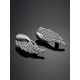 Silver Wing Shaped Earrings With Crystals, image , picture 2
