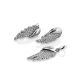 Silver Wing Shaped Earrings With Crystals, image , picture 4