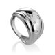 Chic Silver Band Ring With Crystals, Ring Size: 7 / 17.5, image 