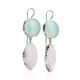Statement Aqua Chalcedony and Pink Aragonite Drop Cocktail Earrings The Bella Terra, image 