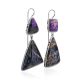 Purple Ombre Mismatched Drop Earrings The Bella Terra, image 